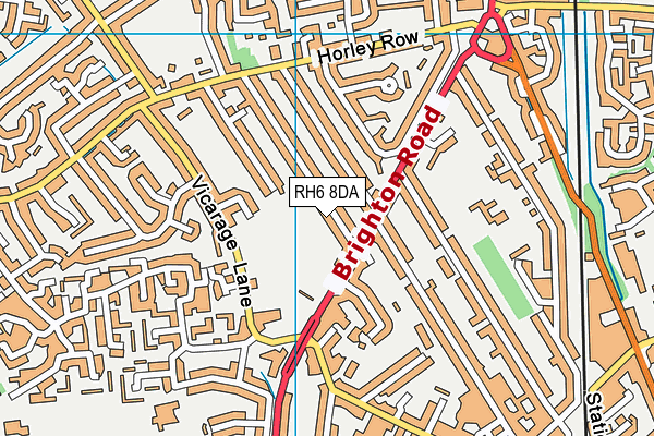 RH6 8DA map - OS VectorMap District (Ordnance Survey)