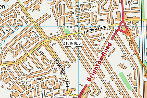 RH6 8DB map - OS VectorMap District (Ordnance Survey)