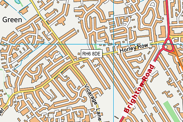 RH6 8DE map - OS VectorMap District (Ordnance Survey)