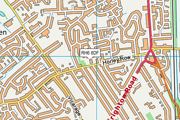 RH6 8DF map - OS VectorMap District (Ordnance Survey)
