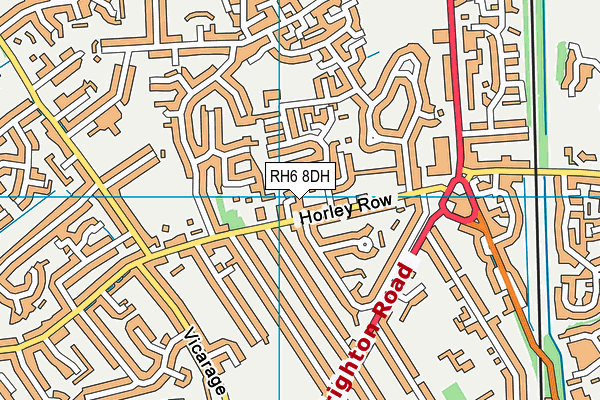 RH6 8DH map - OS VectorMap District (Ordnance Survey)