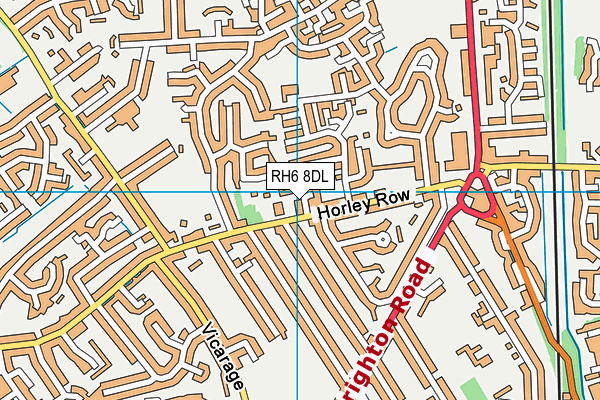 RH6 8DL map - OS VectorMap District (Ordnance Survey)