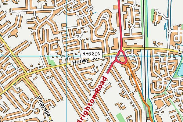 RH6 8DN map - OS VectorMap District (Ordnance Survey)