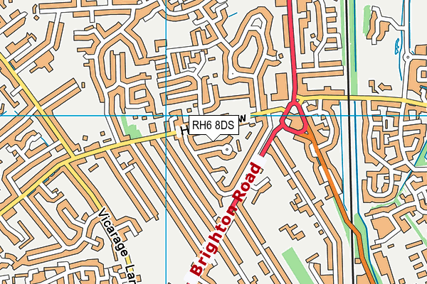 RH6 8DS map - OS VectorMap District (Ordnance Survey)