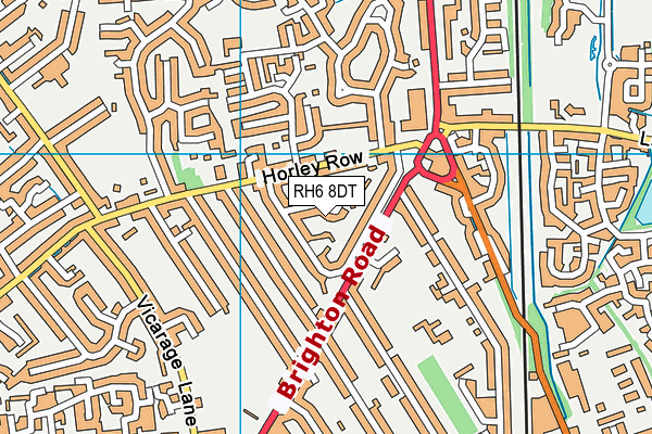 RH6 8DT map - OS VectorMap District (Ordnance Survey)