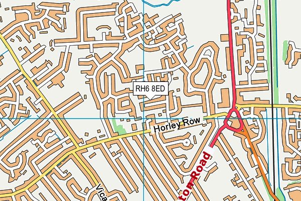 RH6 8ED map - OS VectorMap District (Ordnance Survey)
