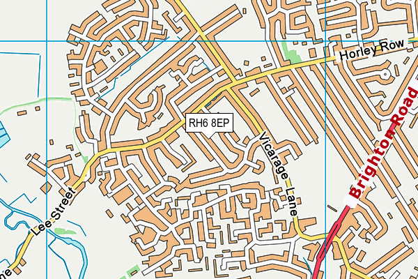 RH6 8EP map - OS VectorMap District (Ordnance Survey)