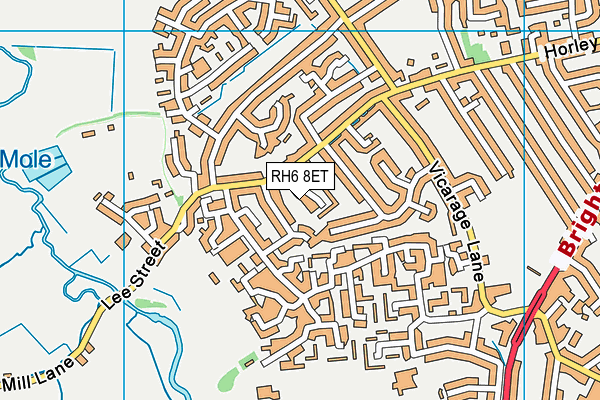RH6 8ET map - OS VectorMap District (Ordnance Survey)