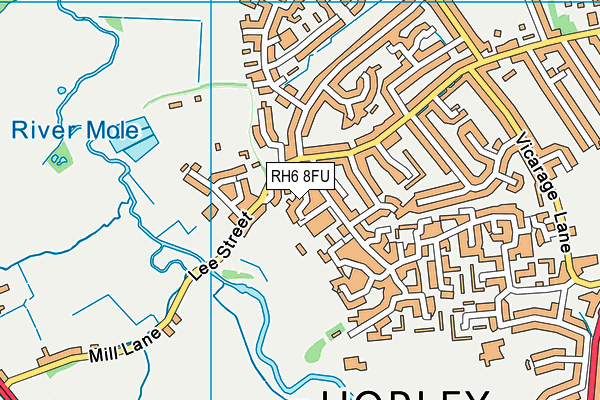 RH6 8FU map - OS VectorMap District (Ordnance Survey)