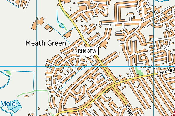 RH6 8FW map - OS VectorMap District (Ordnance Survey)