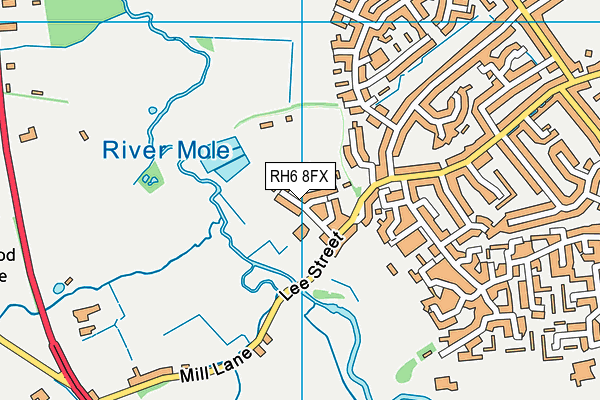 RH6 8FX map - OS VectorMap District (Ordnance Survey)