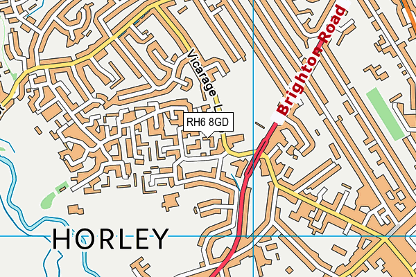 RH6 8GD map - OS VectorMap District (Ordnance Survey)