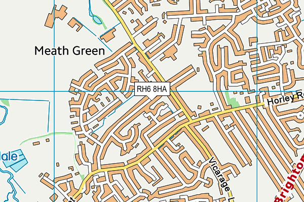 RH6 8HA map - OS VectorMap District (Ordnance Survey)
