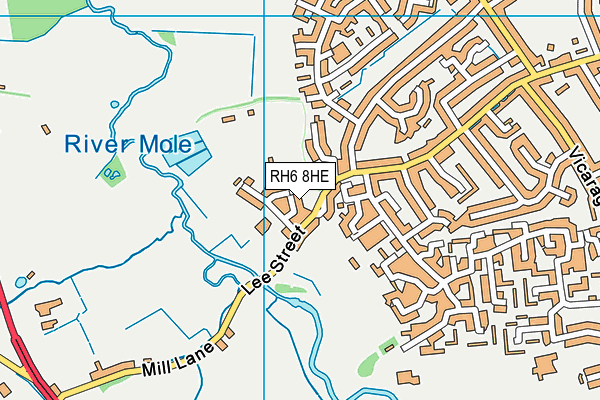RH6 8HE map - OS VectorMap District (Ordnance Survey)