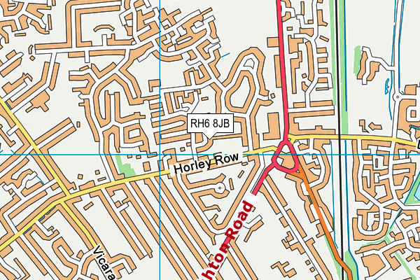 RH6 8JB map - OS VectorMap District (Ordnance Survey)