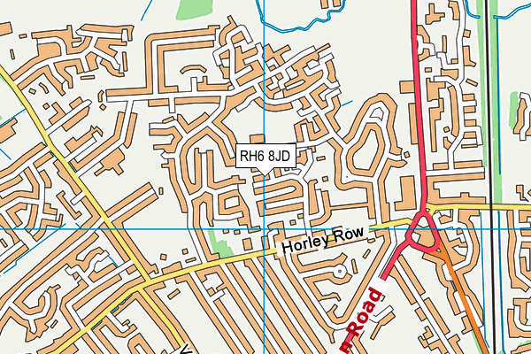 RH6 8JD map - OS VectorMap District (Ordnance Survey)