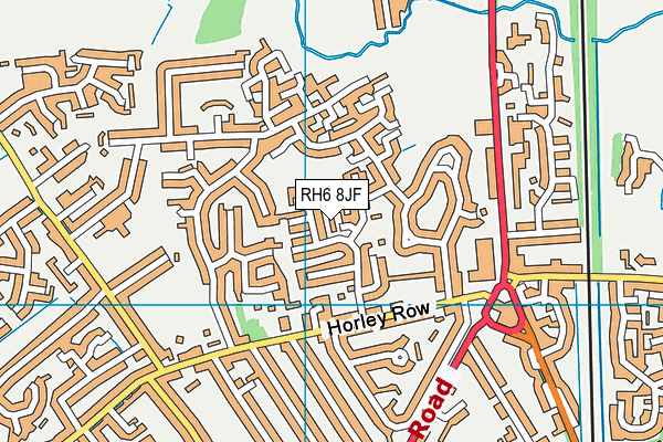 RH6 8JF map - OS VectorMap District (Ordnance Survey)