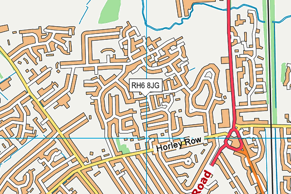 RH6 8JG map - OS VectorMap District (Ordnance Survey)