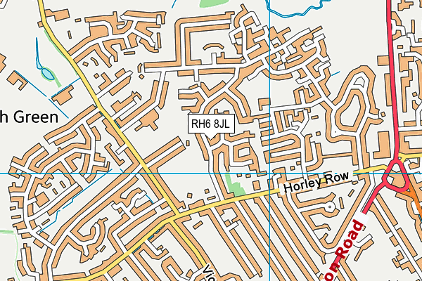 RH6 8JL map - OS VectorMap District (Ordnance Survey)