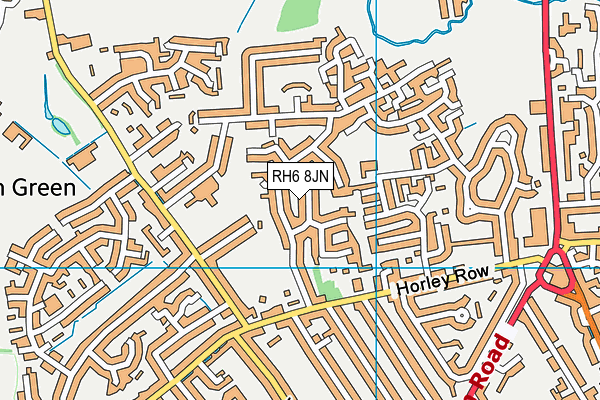 RH6 8JN map - OS VectorMap District (Ordnance Survey)