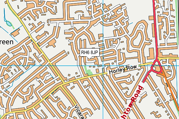 RH6 8JP map - OS VectorMap District (Ordnance Survey)