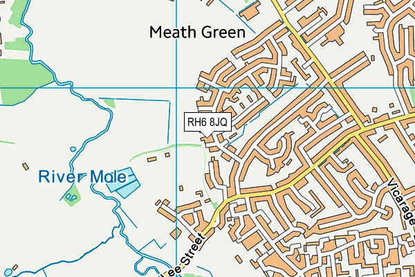 RH6 8JQ map - OS VectorMap District (Ordnance Survey)