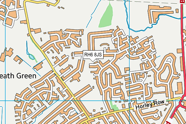 RH6 8JS map - OS VectorMap District (Ordnance Survey)