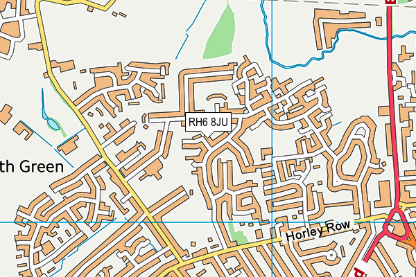 RH6 8JU map - OS VectorMap District (Ordnance Survey)