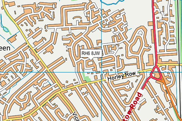 RH6 8JW map - OS VectorMap District (Ordnance Survey)