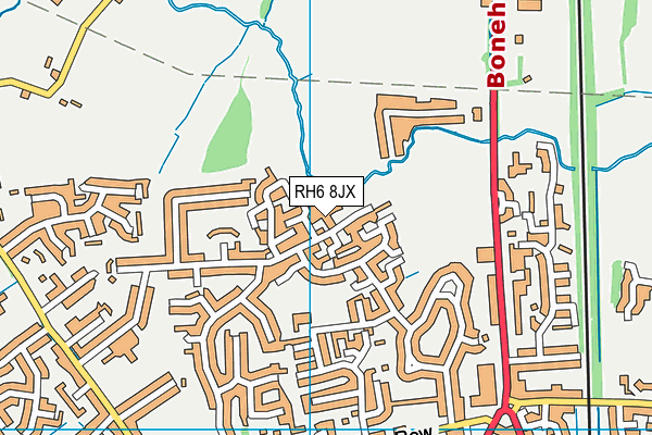 RH6 8JX map - OS VectorMap District (Ordnance Survey)