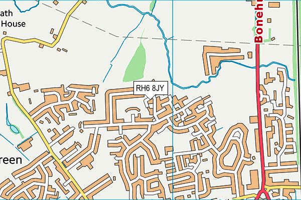 RH6 8JY map - OS VectorMap District (Ordnance Survey)