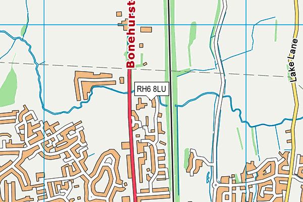 RH6 8LU map - OS VectorMap District (Ordnance Survey)