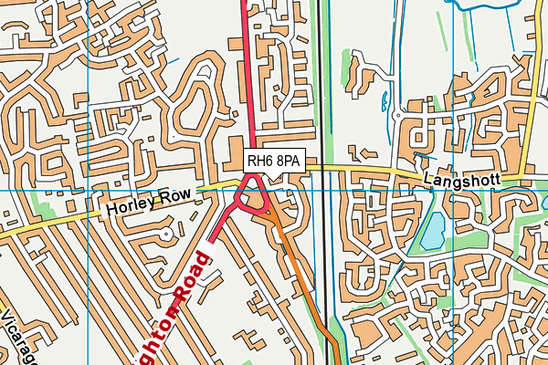 RH6 8PA map - OS VectorMap District (Ordnance Survey)