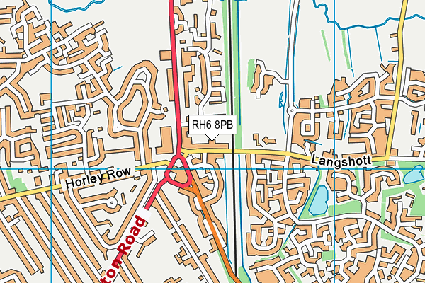 RH6 8PB map - OS VectorMap District (Ordnance Survey)