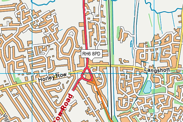 RH6 8PD map - OS VectorMap District (Ordnance Survey)