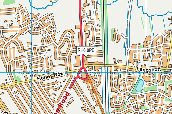 RH6 8PE map - OS VectorMap District (Ordnance Survey)