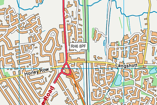 RH6 8PF map - OS VectorMap District (Ordnance Survey)