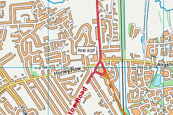 RH6 8QP map - OS VectorMap District (Ordnance Survey)