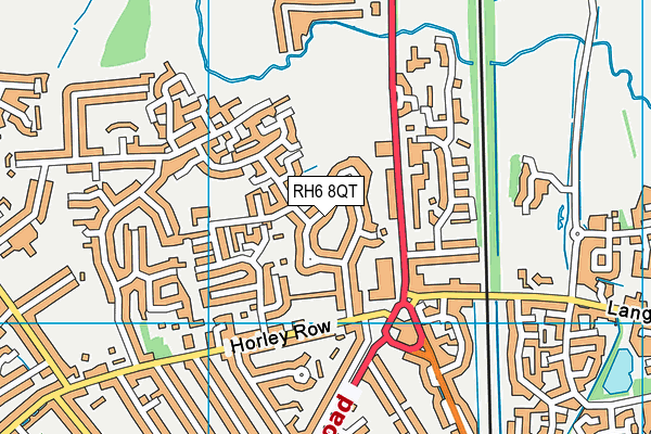 RH6 8QT map - OS VectorMap District (Ordnance Survey)