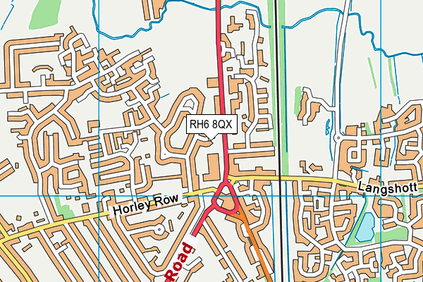 RH6 8QX map - OS VectorMap District (Ordnance Survey)