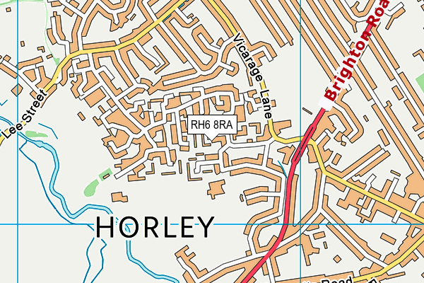 RH6 8RA map - OS VectorMap District (Ordnance Survey)