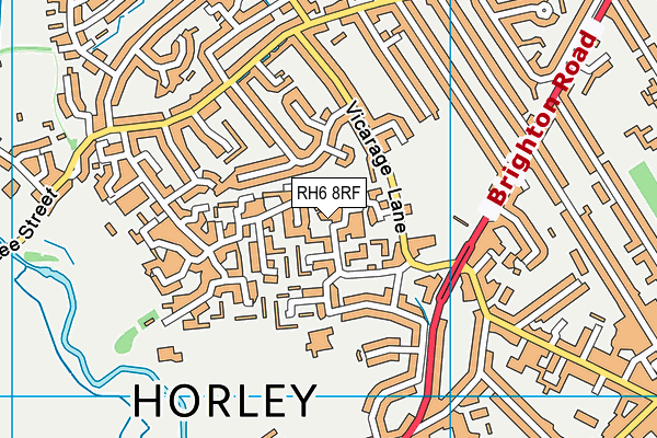 RH6 8RF map - OS VectorMap District (Ordnance Survey)