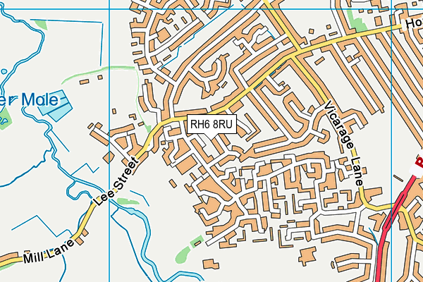 RH6 8RU map - OS VectorMap District (Ordnance Survey)