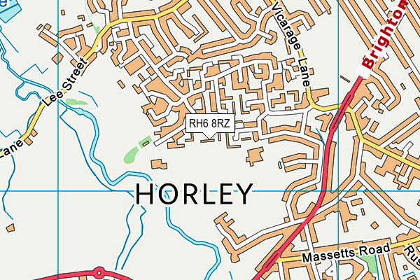 RH6 8RZ map - OS VectorMap District (Ordnance Survey)