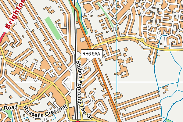 RH6 9AA map - OS VectorMap District (Ordnance Survey)