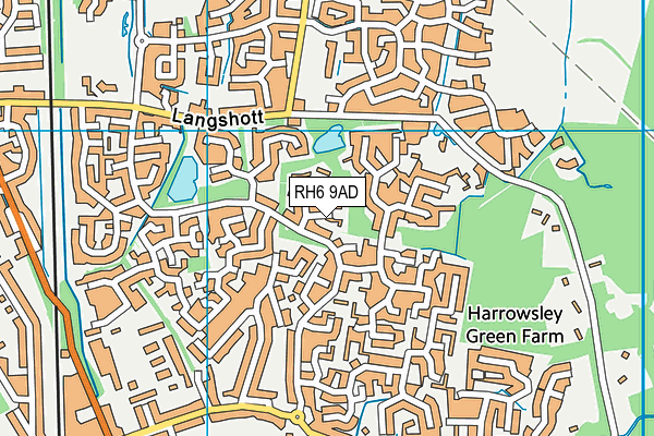 RH6 9AD map - OS VectorMap District (Ordnance Survey)