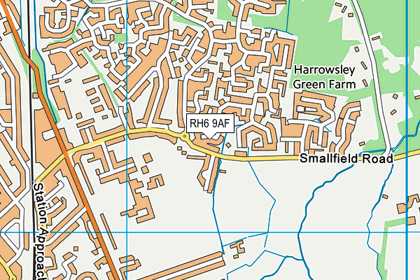 RH6 9AF map - OS VectorMap District (Ordnance Survey)