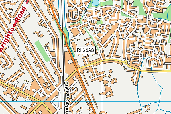 RH6 9AG map - OS VectorMap District (Ordnance Survey)