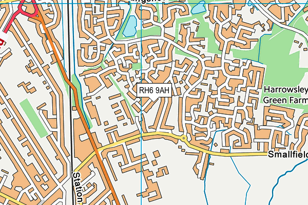 RH6 9AH map - OS VectorMap District (Ordnance Survey)
