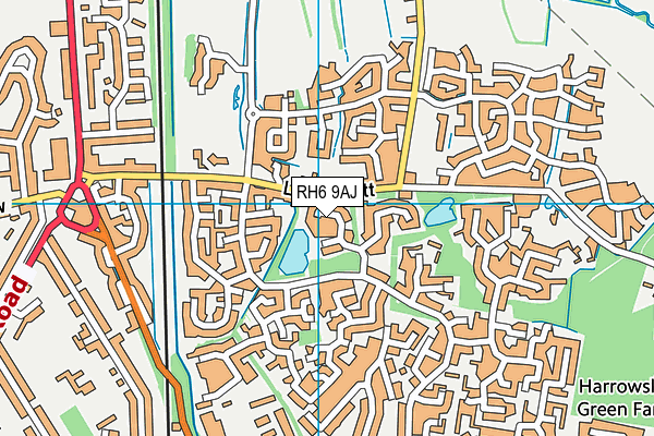 RH6 9AJ map - OS VectorMap District (Ordnance Survey)